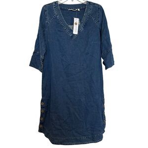 Soft Surroundings Positano Getaway Womens Shift Dress Medium Blue Denim‎ NWT